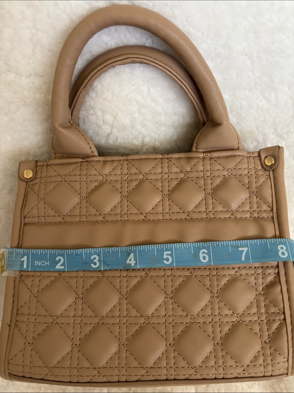 Quilted Top-Handle Crossbody/Tote Bag in Taupe - Picture 9 of 9